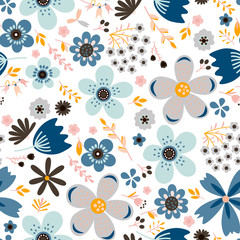 Obraz premium Amazing floral vector seamless pattern of flowers