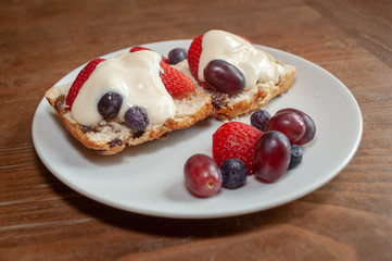 Scone with Fresh Fruit and Cream