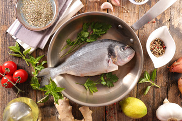 raw fish and ingredients