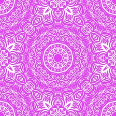 Floral Geometric Pattern with hand-drawing Mandala. Vector super illustration. For fabric, textile, bandana, scarg, print.