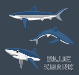 Obraz premium Blue Shark Cartoon Vector Illustration