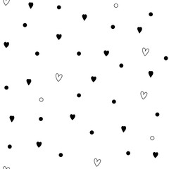 Heart and polka seamless pattern