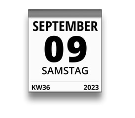 Obraz premium Kalender für Samstag, 9. SEPTEMBER 2023 (Woche 36)