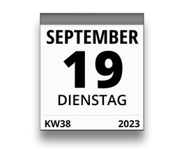 Kalender für Dienstag, 19. SEPTEMBER 2023 (Woche 38)