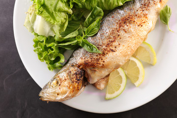 grilled fish and salad