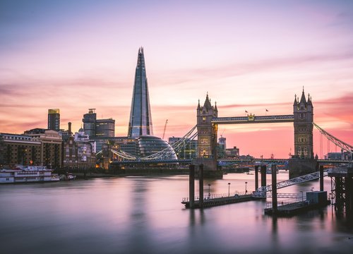 Themse, Themse, Tower Bridge, The Shard, Sonnenuntergang, Wasserspiegelung, Southwark, St Katharine's & Wapping, London, England, Grossbritannien