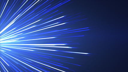 Abstract Blue Background With Glowing Light Rays
