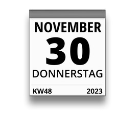 Kalender für Donnerstag, 30. NOVEMBER 2023 (Woche 48)