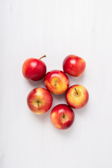 Fresh apples on white background with negative space.