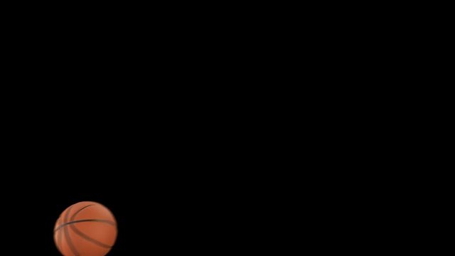 Beautiful Basketball Ball Throws in Slow Motion on Black with Flares. Set of 4 Videos. Basketball 3d Animations of Flying Ball. 4k Ultra HD 3840x2160.