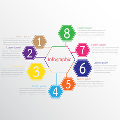Vector infographic templates used for detailed reports. All 8 topics.