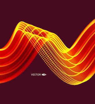 Wavy background with motion effect. 3d technology style. Vector illustration.