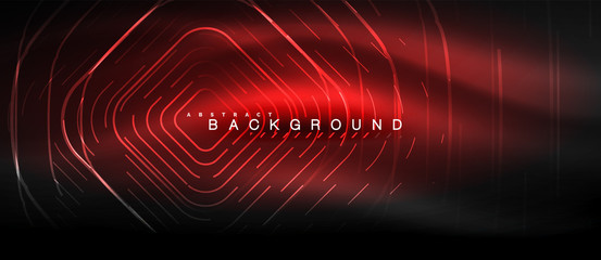 Neon glowing lines, magic energy space light concept, abstract background wallpaper design