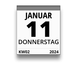 Kalender für Donnerstag, 11. JANUAR 2024 (Woche 02)