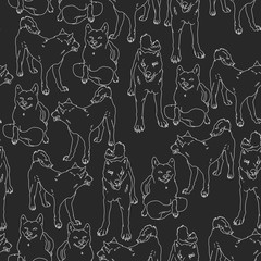 seamless Shiba Inu pattern where the Shiba Inu is one of the famous dog in Japan. suitable for fabric, packaging and wallpaper.