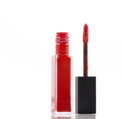 Beautiful red lipstick for cosmetics isolated on white background,