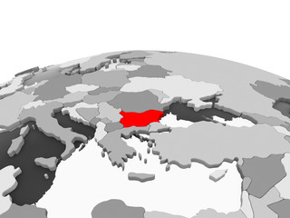 Bulgaria on grey globe