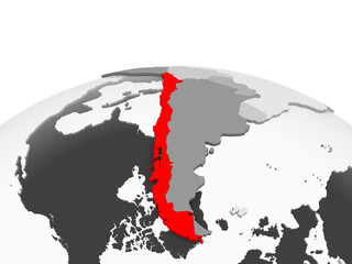 Chile on grey globe