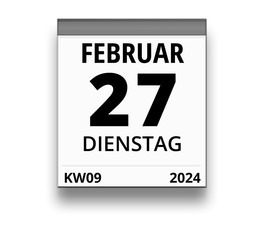 Kalender für Dienstag, 27. FEBRUAR 2024 (Woche 09)