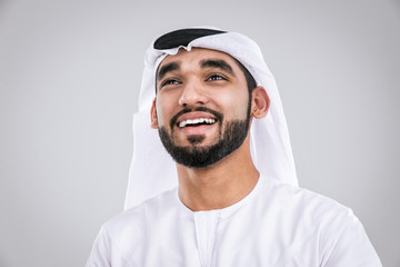Naklejka premium Arabic handsome man studio portraits