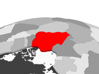 Nigeria on grey globe