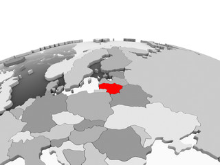Lithuania on grey globe
