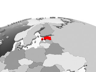 Estonia on grey globe
