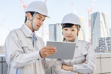 portrait of asian engineer in construction site