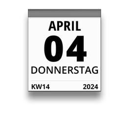 Kalender für Donnerstag, 4. APRIL 2024 (Woche 14)