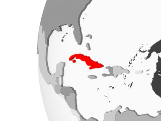 Cuba on grey globe