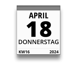 Kalender für Donnerstag, 18. APRIL 2024 (Woche 16)