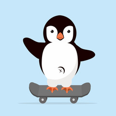 little Penguin on skateboarder