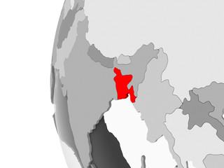 Bangladesh on grey globe