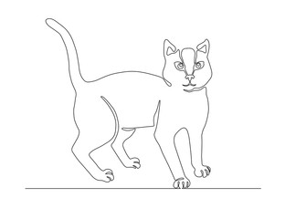 One line drawing cat design silhouette. Hand drawn minimalism vector illustration.