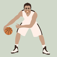 man basketball player smiling vector illustration flat style
