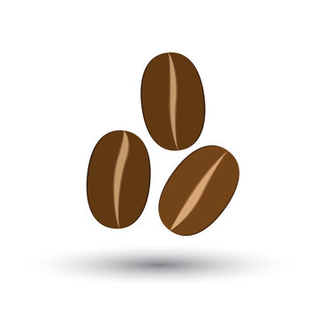 An icon of three coffee grains on a white background. Vector illustration