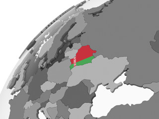 Belarus with flag on globe