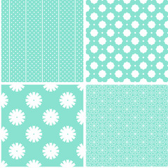 Pastel retro different vector seamless patterns.