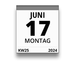 Kalender für Montag, 17. JUNI 2024 (Woche 25)