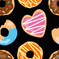 Cute seamless pattern with donuts and cookies