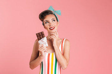 Dreaming hungry young pin up woman