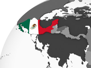 Obraz premium Mexico with flag on globe