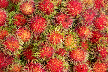 Ripe and Fresh Rambutans from the Market, Juicy Tropical Taste and Healthy Fruit.