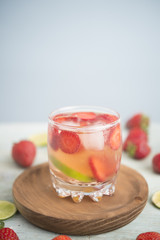 Water with strawberry and lime