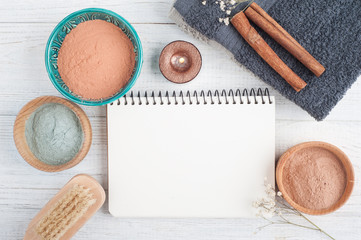 Red and blue cosmetic moroccan clay