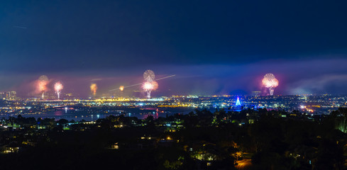Fourth of July Fireworks in San Diego, California.