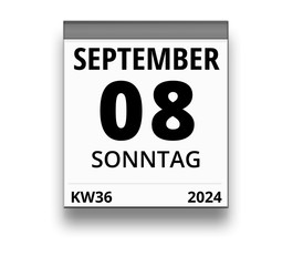 Obraz premium Kalender für Sonntag, 8. SEPTEMBER 2024 (Woche 36)