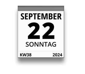Kalender für Sonntag, 22. SEPTEMBER 2024 (Woche 38)