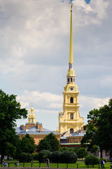 Fototapeta na wymiar The spire of the Peter and Paul Fortress