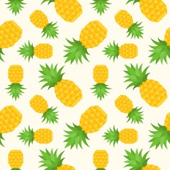 pineapple seamless pattern, flat design summer and tropical fruit theme for use as wallpaper or background